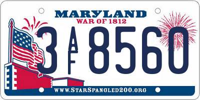 MD license plate 3AF8560
