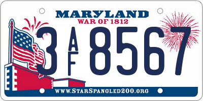 MD license plate 3AF8567