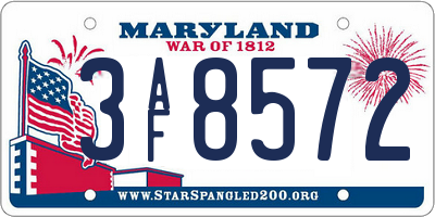 MD license plate 3AF8572