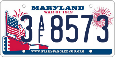 MD license plate 3AF8573