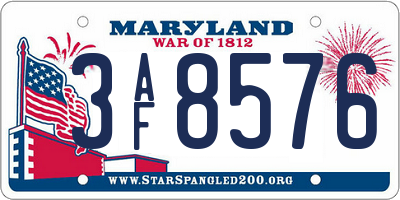 MD license plate 3AF8576