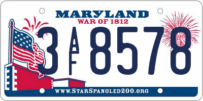 MD license plate 3AF8578