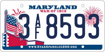 MD license plate 3AF8593