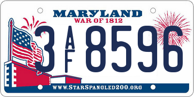 MD license plate 3AF8596