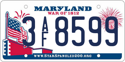 MD license plate 3AF8599