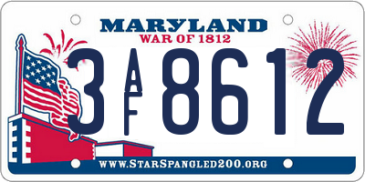 MD license plate 3AF8612