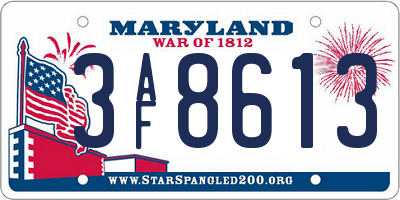 MD license plate 3AF8613