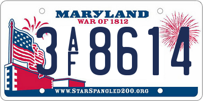 MD license plate 3AF8614