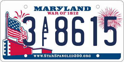 MD license plate 3AF8615