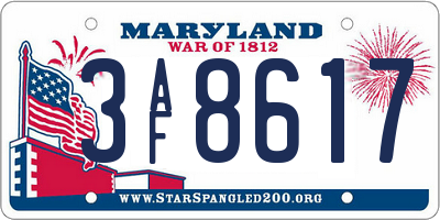 MD license plate 3AF8617