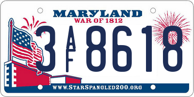 MD license plate 3AF8618