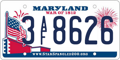 MD license plate 3AF8626