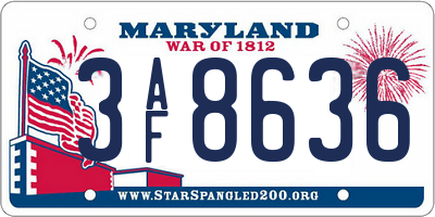 MD license plate 3AF8636