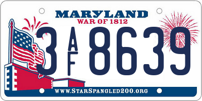 MD license plate 3AF8639