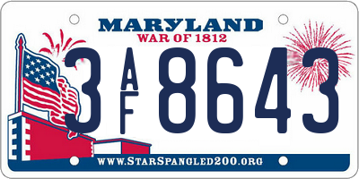 MD license plate 3AF8643