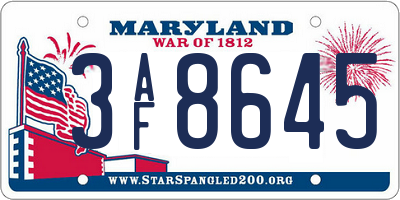 MD license plate 3AF8645