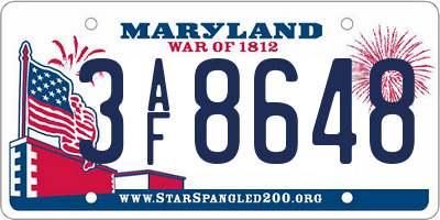 MD license plate 3AF8648