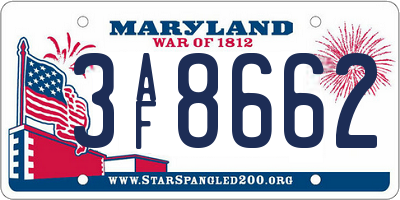 MD license plate 3AF8662