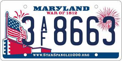 MD license plate 3AF8663