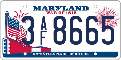 MD license plate 3AF8665
