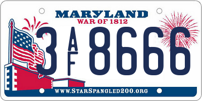 MD license plate 3AF8666