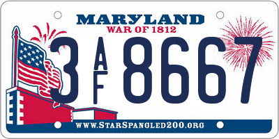 MD license plate 3AF8667