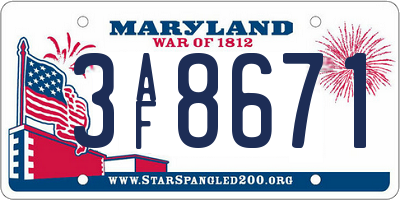 MD license plate 3AF8671