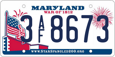 MD license plate 3AF8673