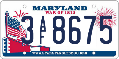MD license plate 3AF8675