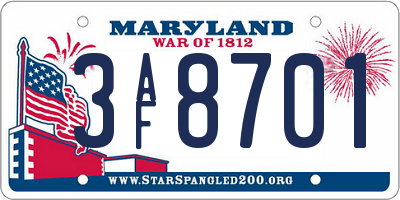 MD license plate 3AF8701