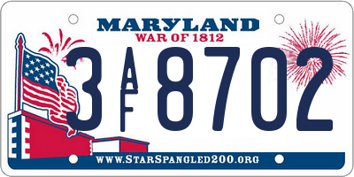 MD license plate 3AF8702