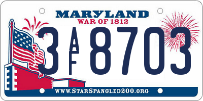 MD license plate 3AF8703