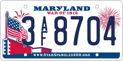 MD license plate 3AF8704