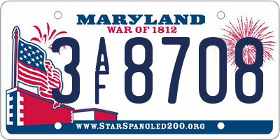 MD license plate 3AF8708