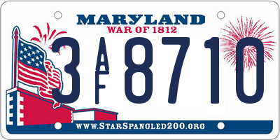 MD license plate 3AF8710