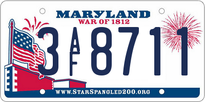 MD license plate 3AF8711