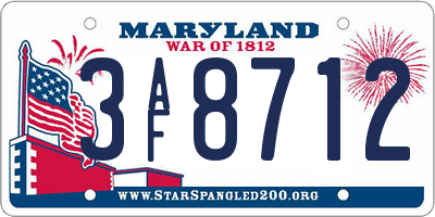 MD license plate 3AF8712