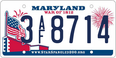 MD license plate 3AF8714