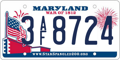 MD license plate 3AF8724