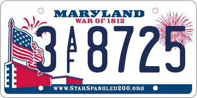 MD license plate 3AF8725