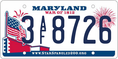 MD license plate 3AF8726