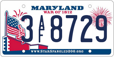 MD license plate 3AF8729