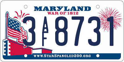 MD license plate 3AF8731