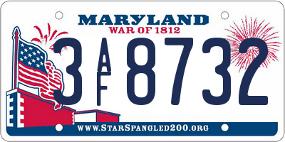 MD license plate 3AF8732