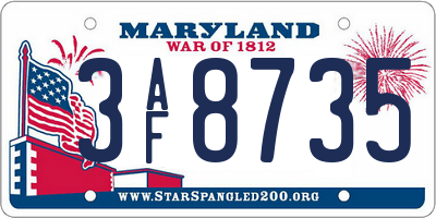 MD license plate 3AF8735