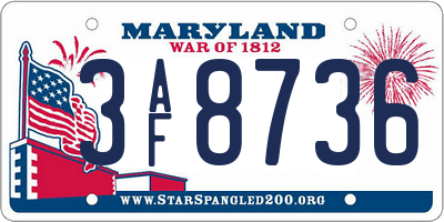 MD license plate 3AF8736