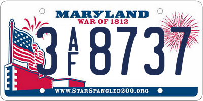 MD license plate 3AF8737