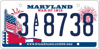 MD license plate 3AF8738