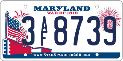 MD license plate 3AF8739