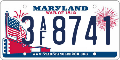 MD license plate 3AF8741
